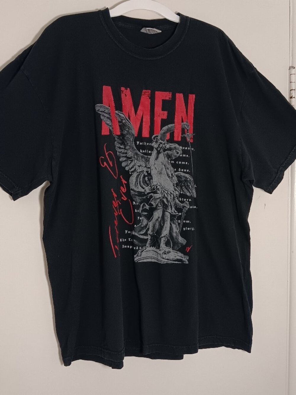 comfort colors AMEN angel graphic Tshirt 2XL black Christian lords prayer
